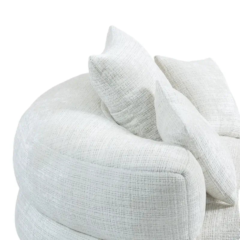 Lazy Sofa Bean Bag Chair with Memory Foam and Chenille Fabric, High Back Design with Three Pillows, 108L x 108W x 52H cm, Beige