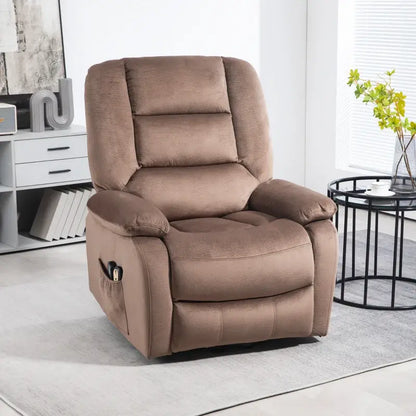 HOMCOM Velvet-Feel Electric Lift-and-Recline Massage Armchair, with Remote - Brown