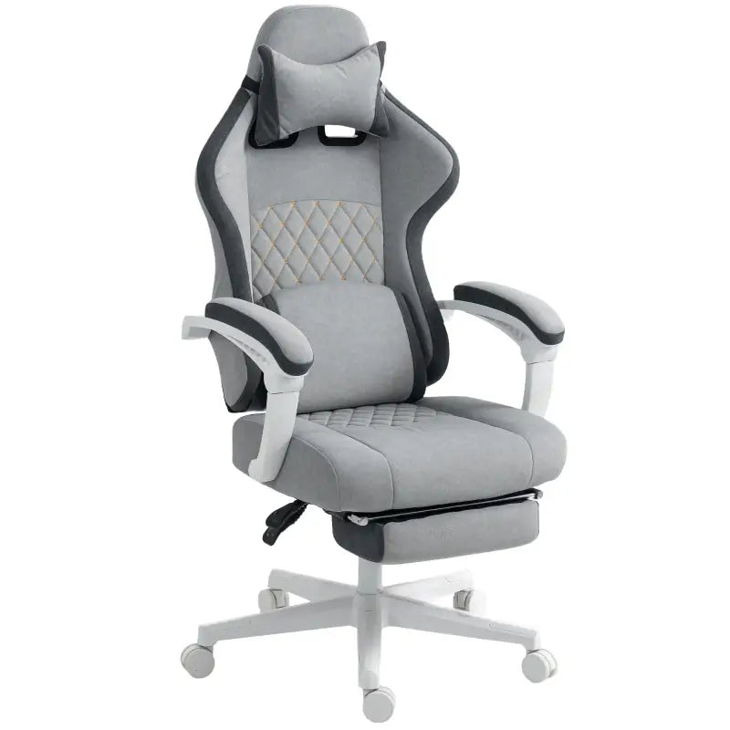 HOMCOM Gaming Chair, Gamer Computer Chair with Footrest, High Back, Lumbar Support, Adjustable Height, Swivel Wheels for Home Office, Grey