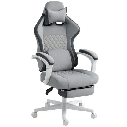 HOMCOM Gaming Chair, Gamer Computer Chair with Footrest, High Back, Lumbar Support, Adjustable Height, Swivel Wheels for Home Office, Grey