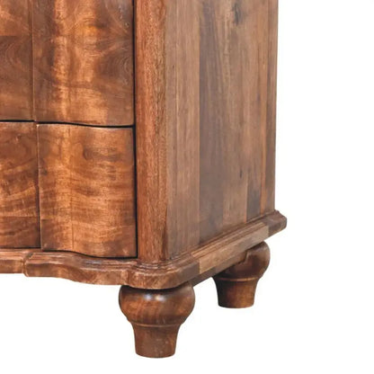 Solid Mango Wood Chest of Drawers with 3 Spacious Drawers and Turned Legs, Bedside Cabinet for Living Room, 40L x 85W x 83H cm, Brown