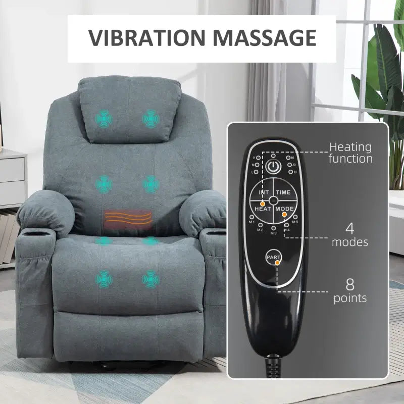 HOMCOM  Massage Power Lift Recliner Chair with Pocket Spring, Electric Lift Chair with Wide Backrest, Grey