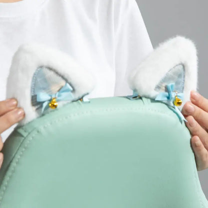 HOMCOM Cat Ear and Paw Reclining Office Chair, with Footrest - Light Blue/White