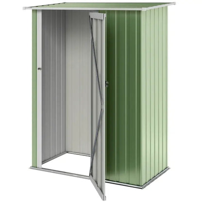 Outsunny 5ft x 3ft Garden Storage Shed, Galvanised Outdoor Metal Shed Waterproof with Sloped Roof, Lockable Door for Patio Tools, Equipment, Light Green