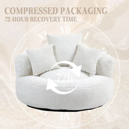 Lazy Sofa Bean Bag Chair with Memory Foam and Chenille Fabric, High Back Design with Three Pillows, 108L x 108W x 52H cm, Beige