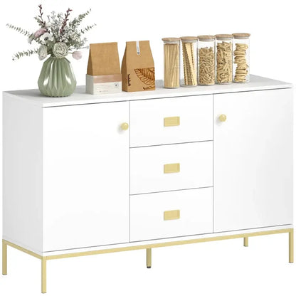HOMCOM Modern White and Gold Sideboard